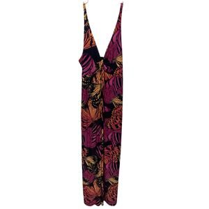 MIXIT Maxi tank dress black with pink orange butterfly print size large Y2K
